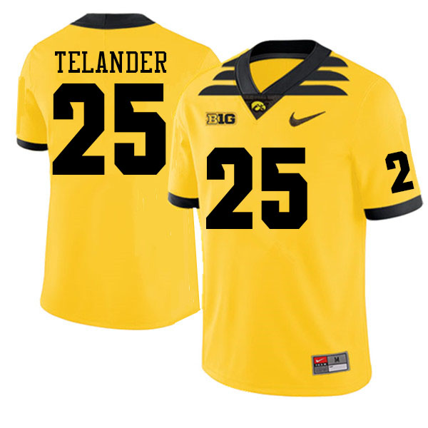 Men #25 Kelby Telander Iowa Hawkeyes College Football Jerseys Sale-Gold